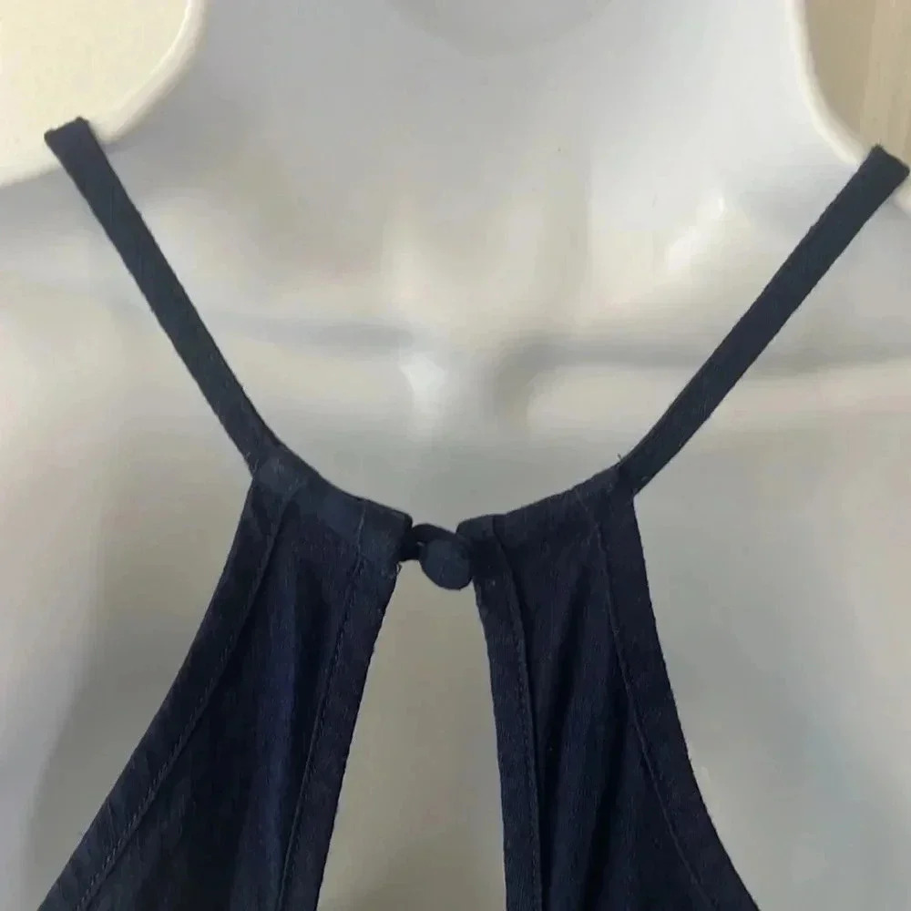 Urban Outfitters Linen Blend‎ Hattie Jumpsuit Women’s Size 4 Navy Blue Coastal - Picture 6 of 17